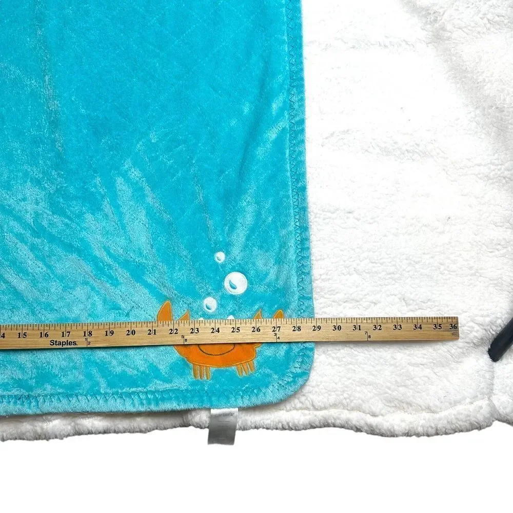 Baby‎ Carter's Blue Green Crab Sherpa Minky Security Baby Blanket Lovey 29x37”